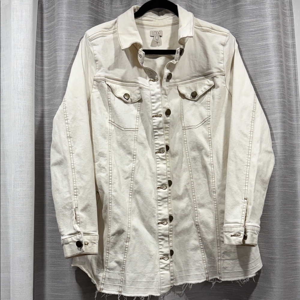 LOGO by Lori Goldstein Cream Womens Jacket A378661 - Size 14